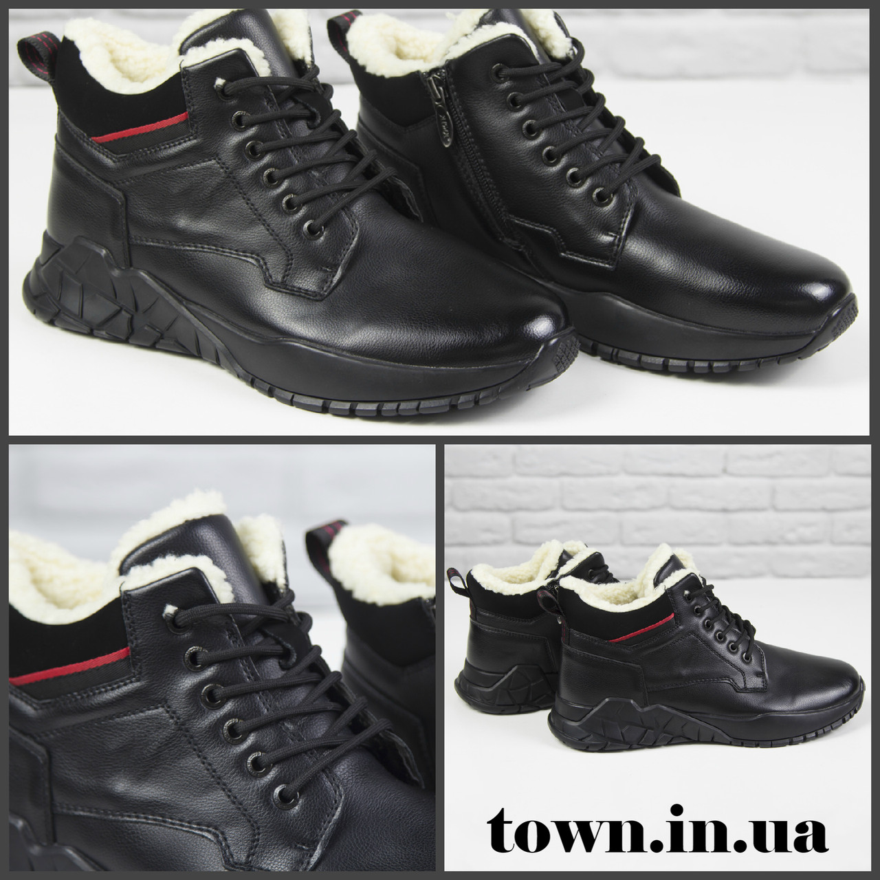 Зимові чоловічі черевики кросівки Aima чорні на хутрі WH122(WHC12-S89)