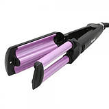 Плойка подвійна керамічна Kemei JFQ-KM 2022 Чорна, фото 4