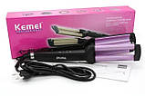 Плойка подвійна керамічна Kemei JFQ-KM 2022 Чорна, фото 5