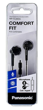 Наушники вкладыши вакуумные с микрофоном Panasonic RP-TCM55GC-K Черный, фото 3
