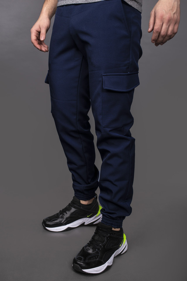 Штаны карго брюки мужские зимние теплые качественные синие Softshell ...