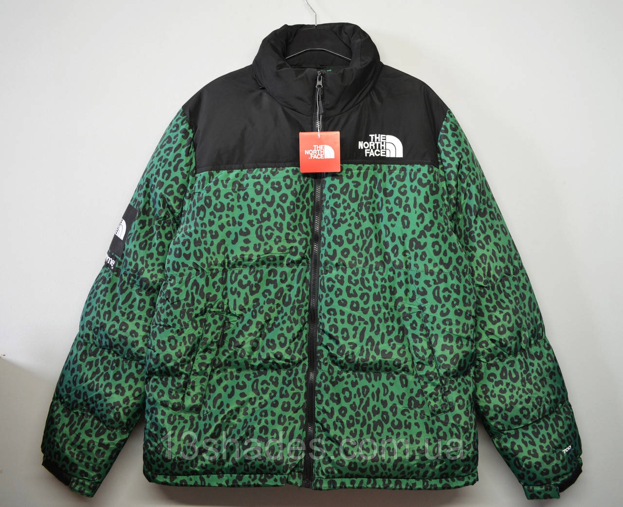 Зимовий пуховик Supreme x TNF Nuptse 700 Leopard Green норд фейс зелений Київ, фото 1