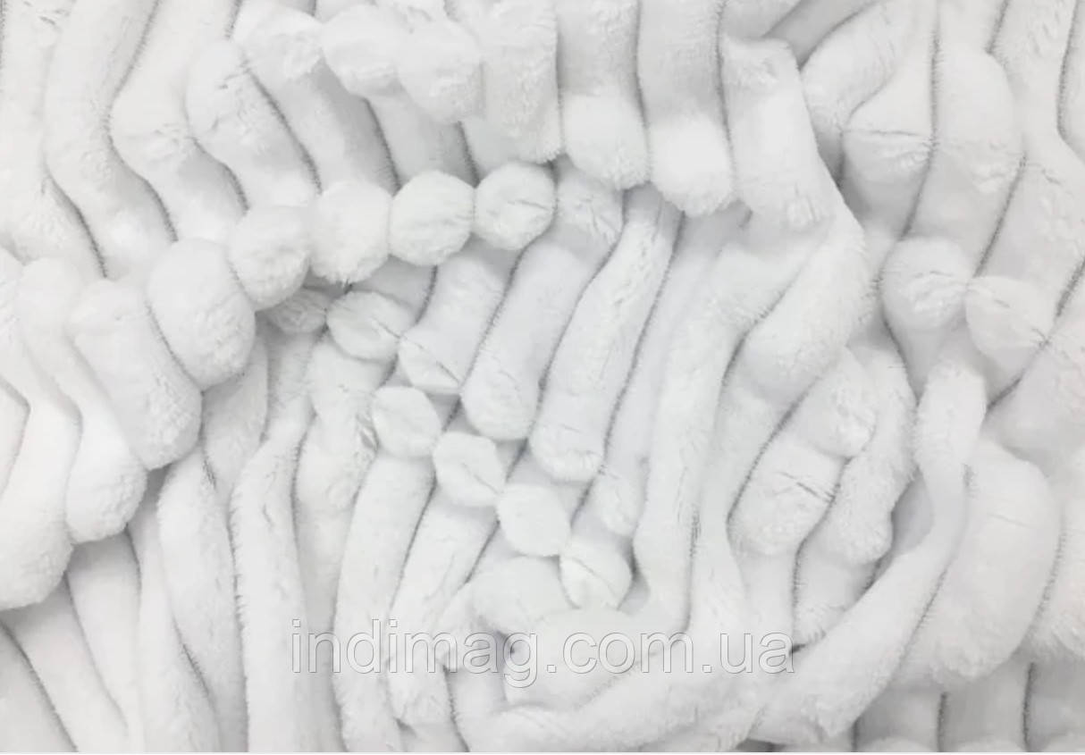 Плюш Minky Stripes білий 350г/м2 ВІДРІЗ ПЛЮШУ ДЛЯ ПЛЕДА РОЗМІРОМ 100*80 СМ, КОЛІР БІЛИЙ