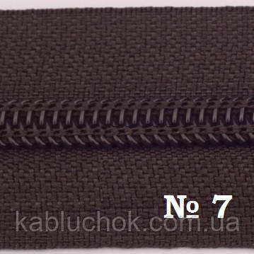 Блискавка No 7 спіральна (вита) метрова, колір коричневий, фото 1