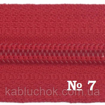 Блискавка No 7 спіральна (вита) метрова, колір червоний, фото 1