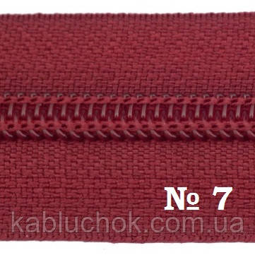 Блискавка No 7 спіральна (вита) метрова, колір червоний, фото 1