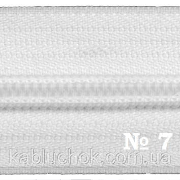 Блискавка No 7 спіральна (вита) метрова, колір білий, фото 1