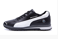 Мужские зимние кожаные кроссовки Puma BMW MotorSport black Pearl черные