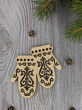 Дерев'яна ялинкова іграшка Рукавиці 9,5*9см