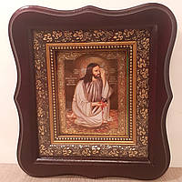 Икона Плач Иисуса Христа об абортах, лик 10х12 см, в темном деревянном киоте