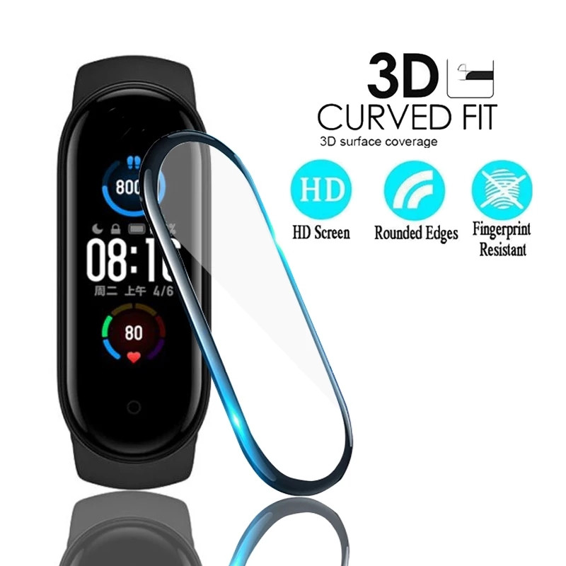 Скло для Xiaomi mi band 7. 3D. З загнутими краями для повного захисту капсули!