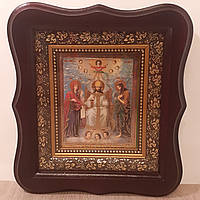 Икона Царь Славы, лик 10х12 см, в темном деревянном киоте