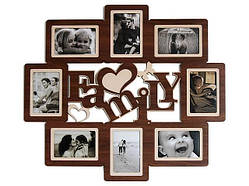 Фоторамка "Family" коричнева на 8 фото