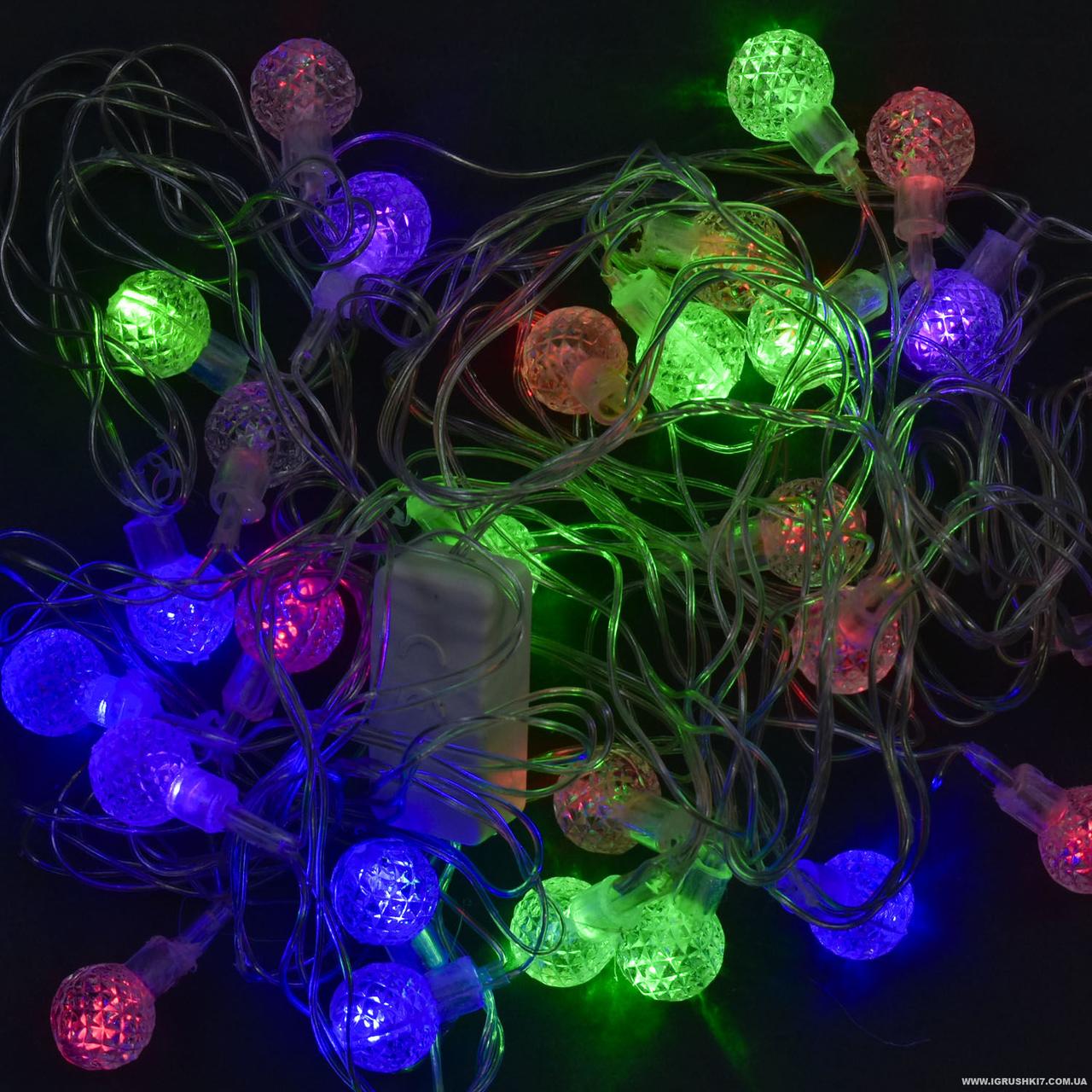 Новорічна світлодіодна гірлянда кульки різнобарвна 5 метрів