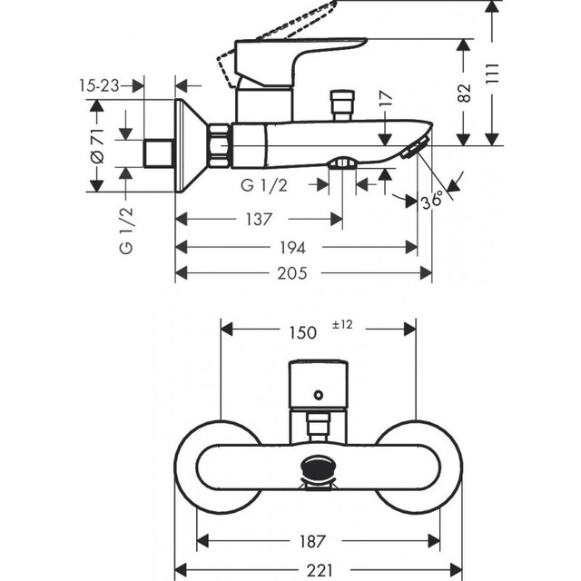 Змішувач для ванни Hansgrohe Talis E 71740000