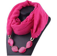 Женский розовый шарф с ожерельем - длина шарфа 150см, ширина 60см, смешанный хлопок