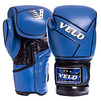 Рукавички для боксу шкіряні на липучці сині VELO VL-2218, 12 унцій