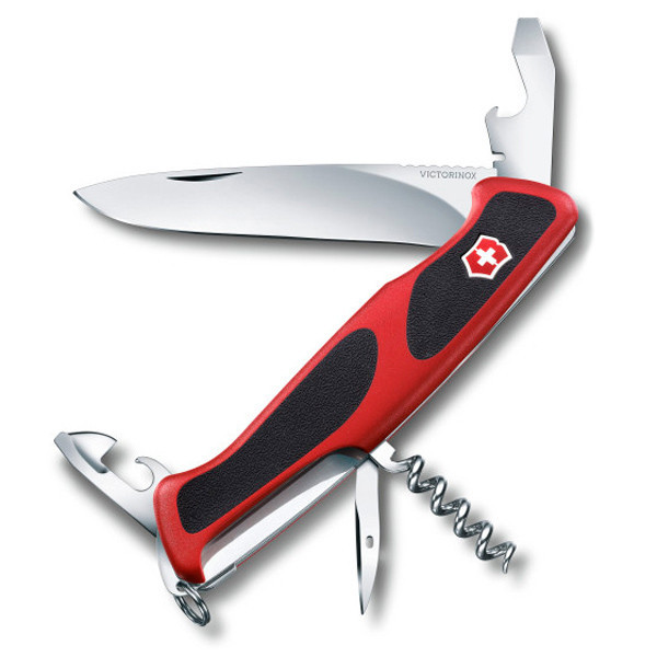 0.9553.C Ніж Victorinox Delemont, "RangerGrip 68", 130 мм, червоний / чорний