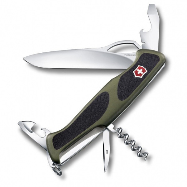 0.9553.MC4 Ніж Victorinox Delemont, "RangerGrip 61", 130 мм, зелений / чорний