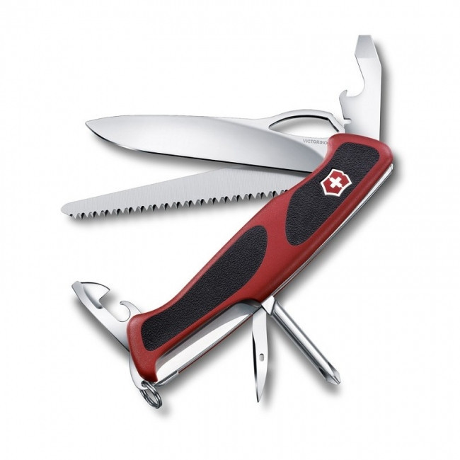 0.9663.MC Ніж Victorinox Delemont, "RangerGrip 78", 130 мм, червоний/чорний