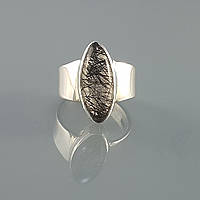 Кольцо турмалиновый кварц волосатик серебряное 18.5 натуральный камень