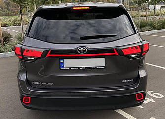Ліхтарі LED-вставка тюнінг оптика Toyota Highlander XU50 чорна