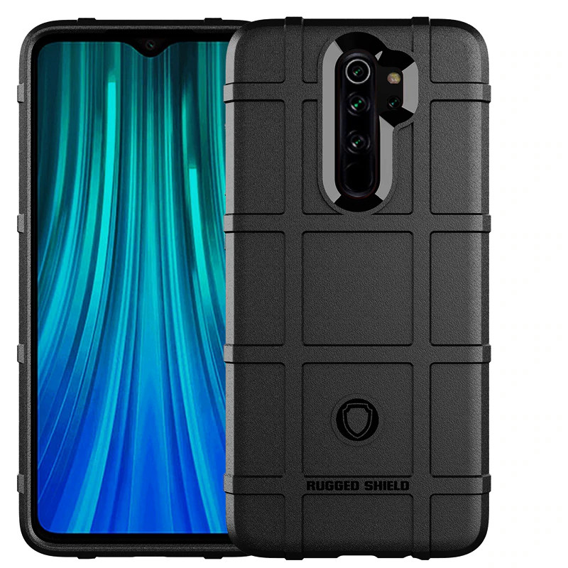 Протиударний чохол бампер Rugged Shield для Xiaomi Redmi Note 8 Pro чорний гумовий