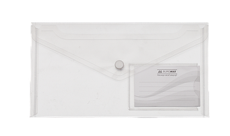 Папка-конверт TRAVEL, на кнопці, DL, глянсовий прозорий пластик, прозора