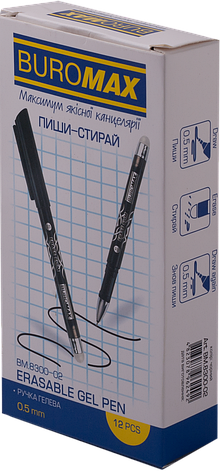 Ручка гелева "Пиши-Стирай" ERASE SLIM, 0,5 мм, чорні чорнила, фото 4