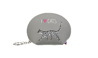 Кейс для монет CAT LOVER,12,5x8,5x4,5 см, сірий (декор: глиттерный кіт)