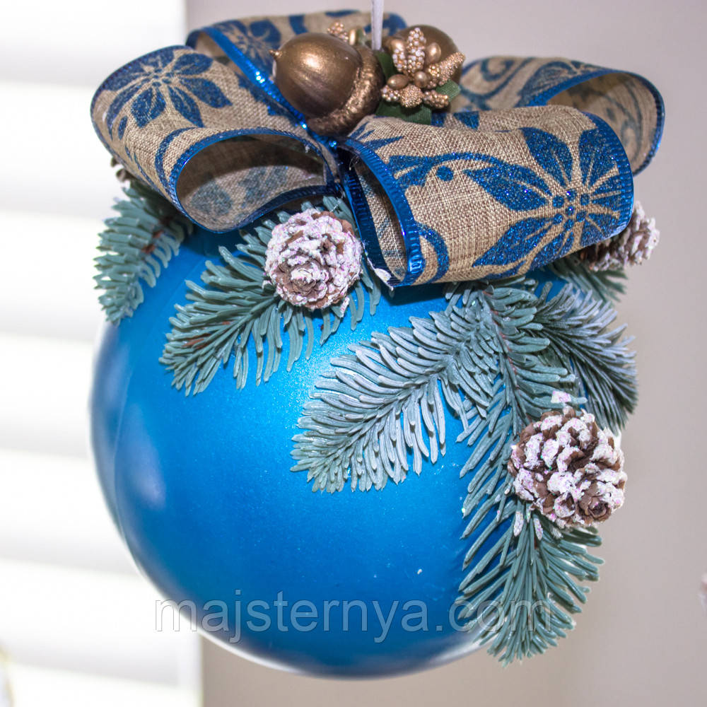 Новорічний декор, велика синя куля