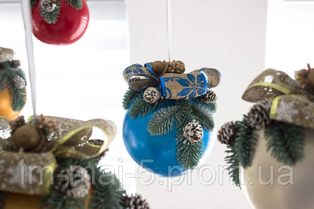 Велика новорічна куля синього кольору Велика новорічна куля синього кольору