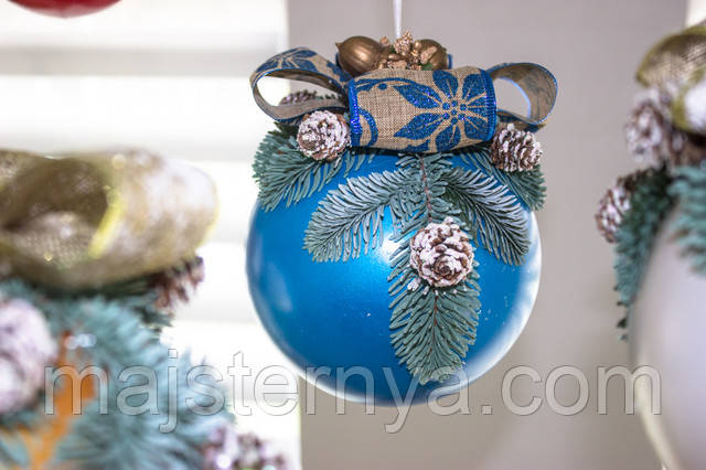 Новорічний підвісний декор, велика синя куля Новорічний підвісний декор, велика синя куля