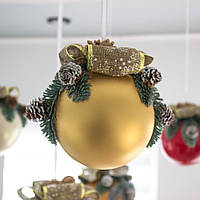 Новорічний декор "Куля середній світло-золотий"