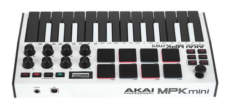 MIDI-клавиатура AKAI MPK MINI MK3 White - фото 4 - id-p1292390017