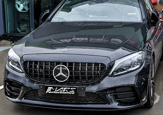 Решітка радіатора Mercedes W205 (18-21) стиль AMG GT рестайл (з камерою 360°)