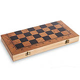 Шахи, шашки, нарди 3 в 1 бамбукові 341-161 (фігури-дерево, р-р дошки 30х30см), фото 7
