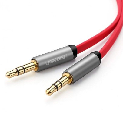 Кабель аудіо Ugreen 3.5 mm AUX плоский 1M Red (AV119)