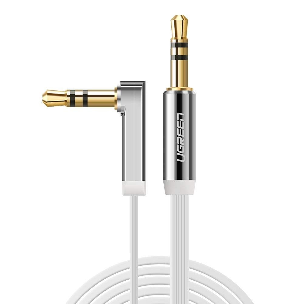 Кабель аудіо Ugreen 3.5 mm AUX плоский 1M White (AV119)