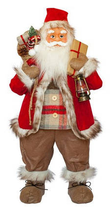 Фігурка новорічна Санта Клаус, 81 см (Червоний / Чорний), фото 2