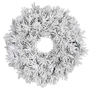 Вінок ø 60 см декоративний Dinsmore Frosted зелений зі снігом, фото 1