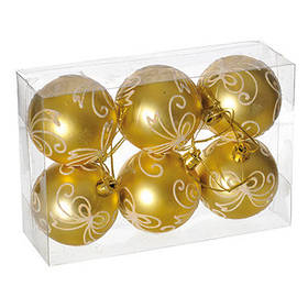Набір кульок з візерунком, 6 шт. 6 см золотий
