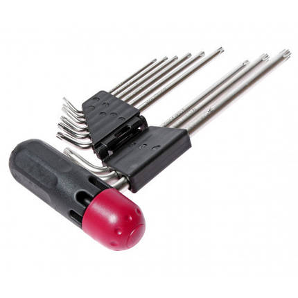 Набір ключів TORX з отвором T10H-T50H 9ед. удлин.3924 JTC, фото 2