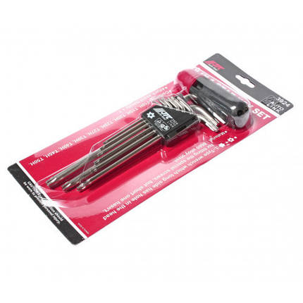 Набір ключів TORX з отвором T10H-T50H 9ед. удлин.3924 JTC, фото 3