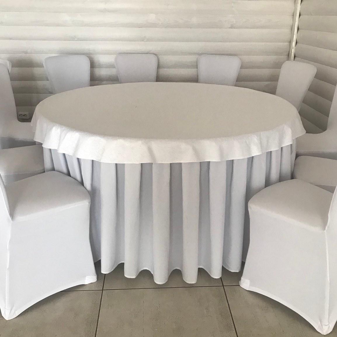 Фуршетна спідниця з липучкою 5,10/0,72 Біла для столу діаметром 1,60м Стандартної висоти
