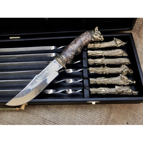 Набір шампурів "Охолодливий трофей з ножем" у кейсі - фото 3 - id-p1292518793