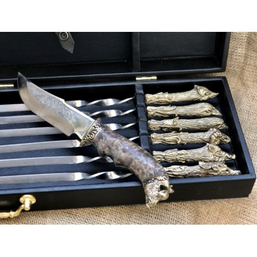 Набір шампурів "Охолодливий трофей з ножем" у кейсі - фото 4 - id-p1292518793