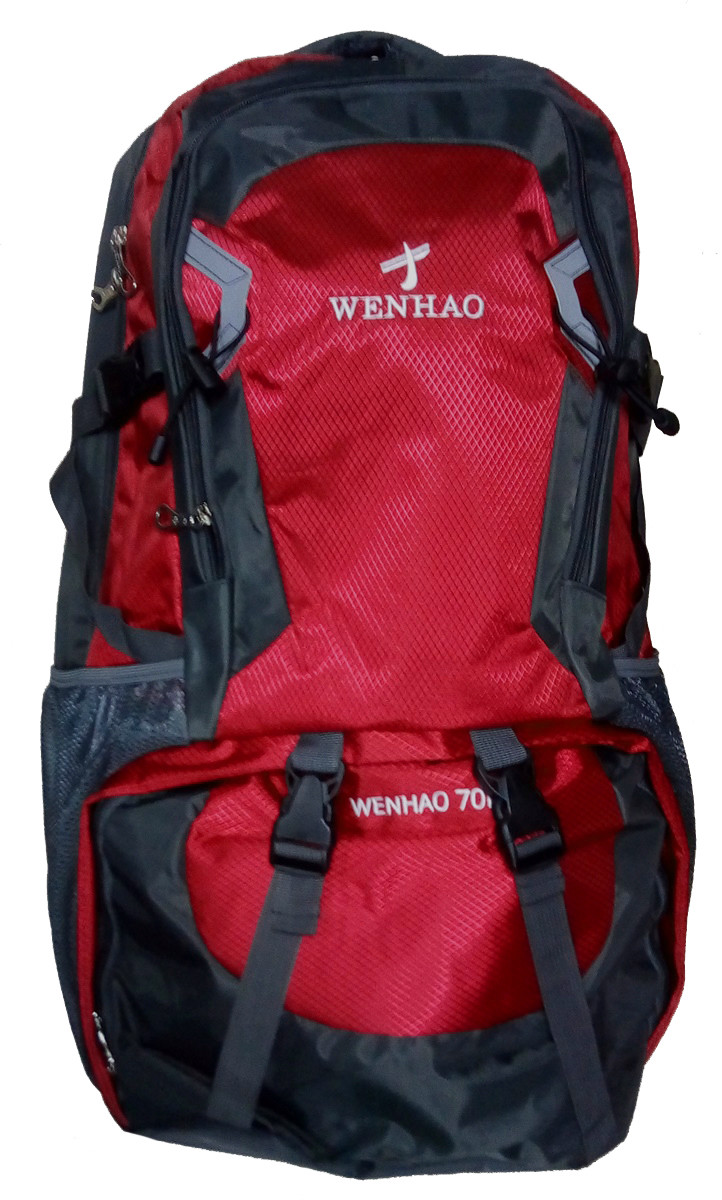 Рюкзак туристичний Wenhao 70 л сіро-червоний