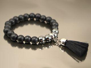 Браслет з пензликом (шунгіт і гематит 8 мм), фото 1