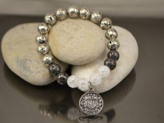 Браслет очей Фатіми (лава +горний кришталь 10 мм), фото 1